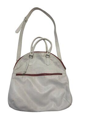 Mauricio Taiuti Italian Leather Convertible Satchel Shoulder Bag White Red Made